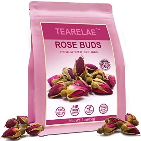 TEARELAE - Premium Dried Rose Buds - 100% Natural Dried Roses Edible Flowers 3oz/85g - Culinary Rosebud for Rose Tea, Baking, Candle Making, Soap Making and Handicraft