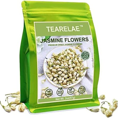 TEARELAE - Dried Jasmine Flowers Bud - Edible Flowers For Drinks - 100% Natural Dried Herbs Loose Leaf Herbal Tea - For Soap Making, Bath Bombing, Candle Making and Tisanes - 2oz/57g