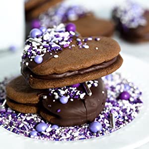 Chocolate Cookie sandwiches with sprinkles