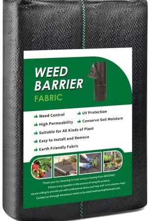 WEEDING 1.4ft x50ft Weed Barrier- 3.2oz Woven Weed Barrier Landscape Fabric for Weeds Control, Pro Garden Ground Cover - Easy Setup& Convenient Design, Black